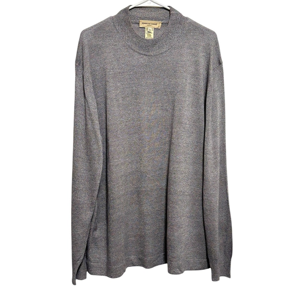 Pronto-Uomo Firenze Mock Neck Sweater Men's Sz XL Gray - Picture 2 of 9